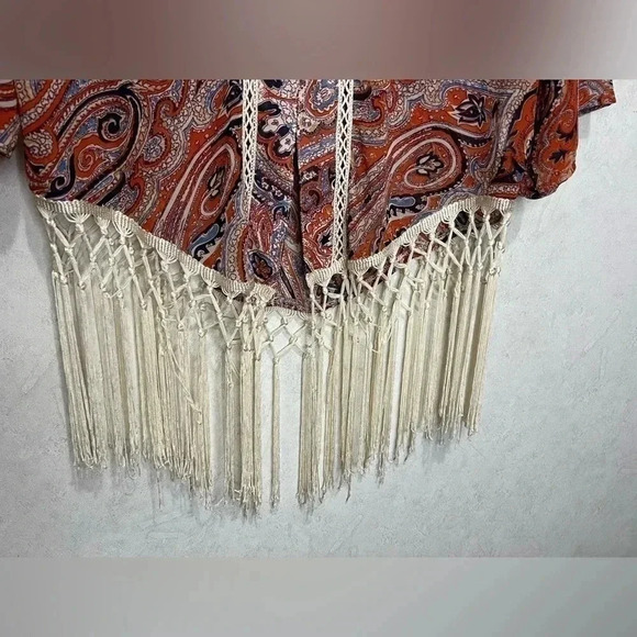 MISS ME Beach Sheer Floral Fringe Sundress Cover-up Kimono Size Small (A3) - Picture 6 of 8